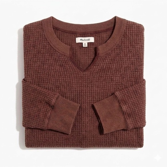 Madewell Sweaters - Madewell Brown Waffle Knit Crew Neck Sweater M Cottagecore Cozy Fall Essential